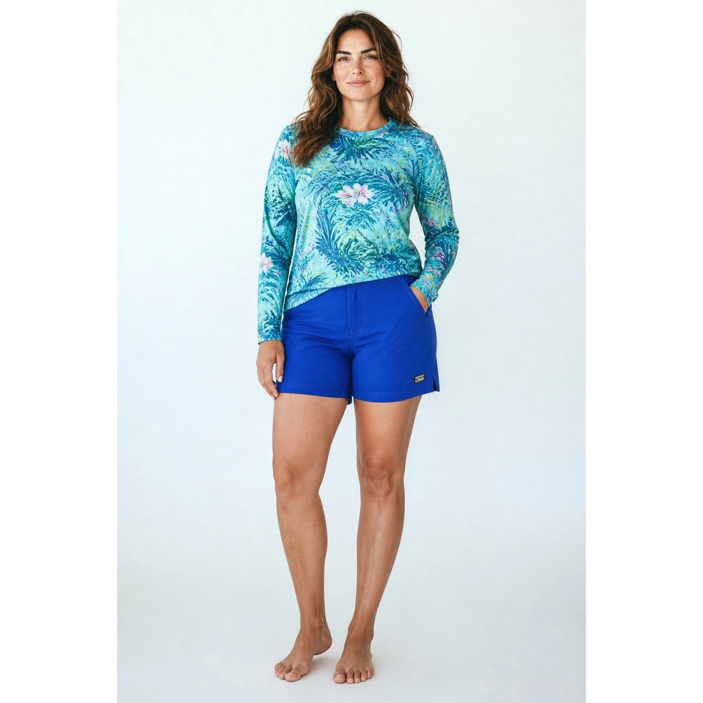 L.L. Bean Shorts Swim Sun Smart UPF 50+ Stretch 6" Inseam Size 18 Blue New